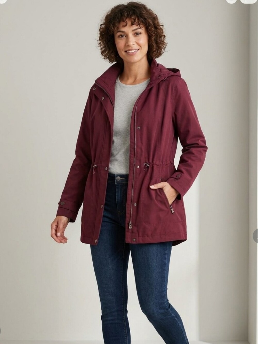 London Fog Women's Burgundy Hooded Jacket Size XL